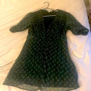 Francesca’s Forest Green Mini Dress with Gold detail size L